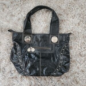 Kathy Van Zeeland Faux Alligator Black Satchel Handbag‎ Vintage Y2K
